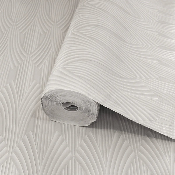 3D Embossed Cream Patterned Wallpaper, Textured Wallpaper,Natural Wallpaper, Modern & Minimalist Wall Covering,Modern Look Neutral Colors Glittering Wallcovering