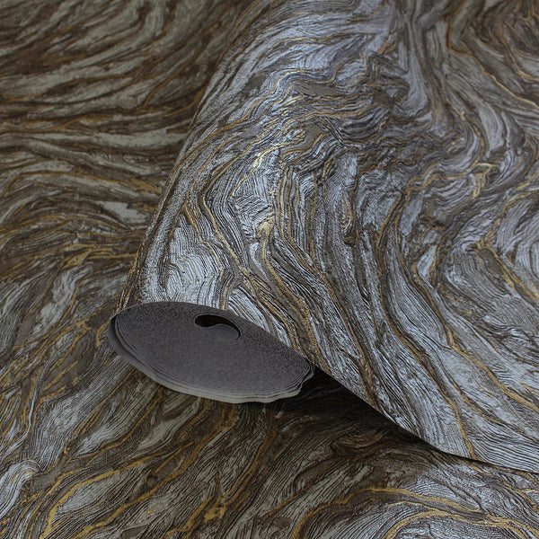 Anthracite and Gold Patterned Wallpaper,Natural Wallpaper, Modern & Minimalist Wall Covering,Modern Look Neutral Colors Glittering Wallcovering
