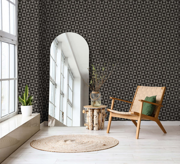 Black and Cream Wallpaper,Natural Wallpaper, Modern & Minimalist Wall Covering,Modern Look Neutral Colors Glittering Wallcovering