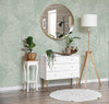 Light Green Floral Wallpaper, Natural Wallpaper, Modern & Minimalist Wall Covering,Modern Look Neutral Colors Glittering Wallcovering