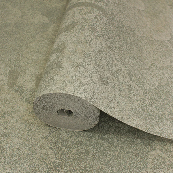 Light Green Floral Wallpaper, Natural Wallpaper, Modern & Minimalist Wall Covering,Modern Look Neutral Colors Glittering Wallcovering