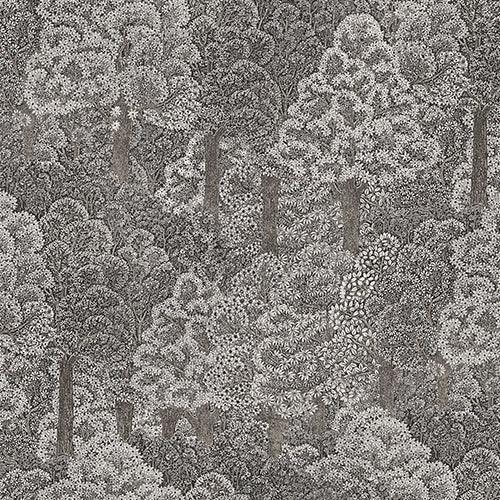 Dark Grey Floral Wallpaper, Natural Wallpaper, Modern & Minimalist Wall Covering,Modern Look Neutral Colors Glittering Wallcovering