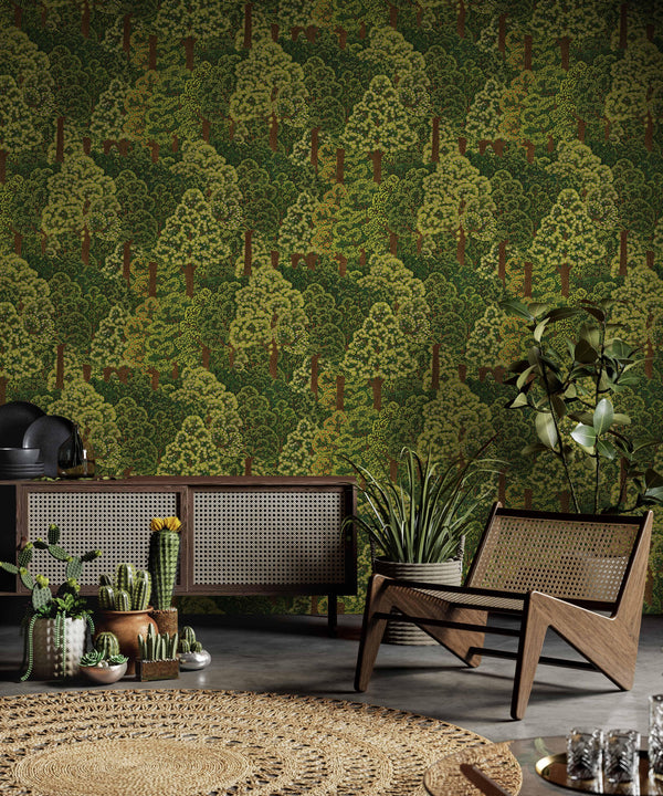 Floral Tree Wallpaper, Natural Wallpaper, Modern & Minimalist Wall Covering,Modern Look Neutral Colors Glittering Wallcovering
