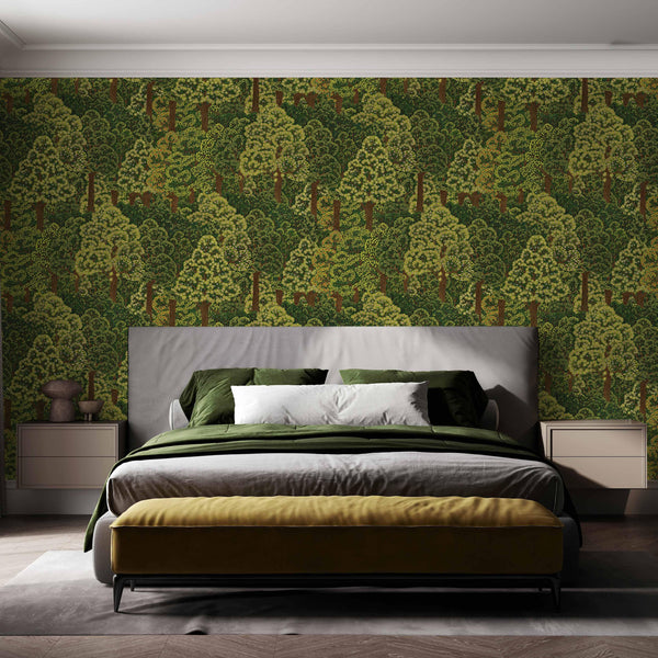 Floral Tree Wallpaper, Natural Wallpaper, Modern & Minimalist Wall Covering,Modern Look Neutral Colors Glittering Wallcovering