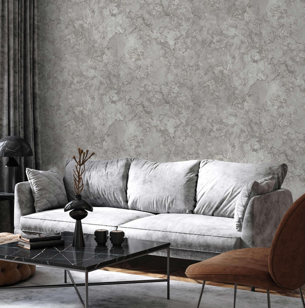 Modern Gray Textured Wallpaper, Natural Wallpaper, Modern & Minimalist Wall Covering,Modern Look Neutral Colors Glittering Wallcovering