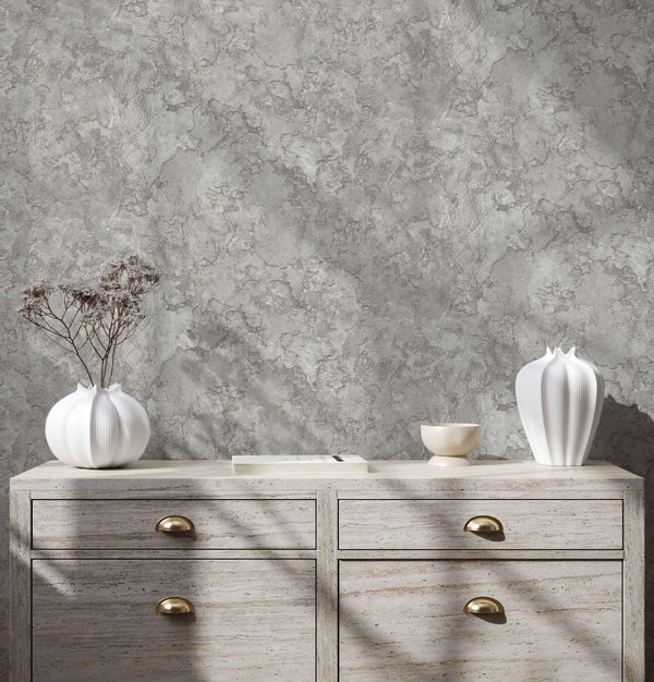 Modern Gray Textured Wallpaper, Natural Wallpaper, Modern & Minimalist Wall Covering,Modern Look Neutral Colors Glittering Wallcovering