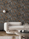 Anthracite and Copper Textured Wallpaper, Natural Wallpaper, Modern & Minimalist Wall Covering,Modern Look Neutral Colors Glittering Wallcovering