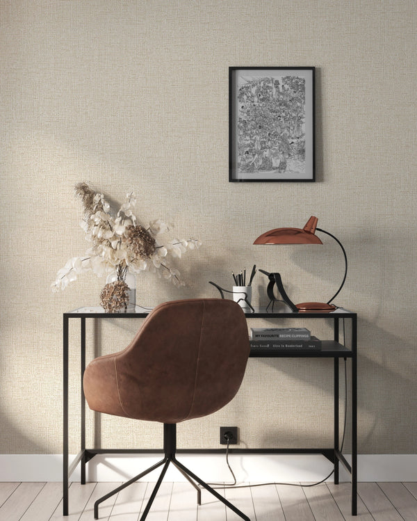 Beige Fabric Textured Wallpaper, Natural Wallpaper, Modern & Minimalist Wall Covering,Modern Look Neutral Colors Glittering Wallcovering