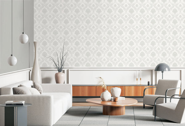 Patterned Cream Embossed Wallpaper, Textured Wallpaper,Natural Wallpaper, Modern & Minimalist Wall Covering,Modern Look Neutral Colors Glittering Wallcovering