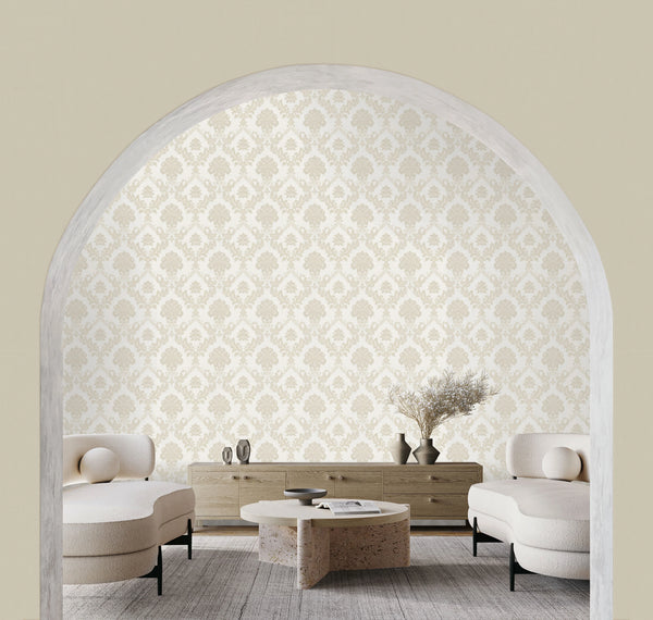 Cream Wallpaper With Dark Patterns Wallpaper, Textured Wallpaper,Natural Wallpaper, Modern & Minimalist Wall Covering,Modern Look Neutral Colors Glittering Wallcovering