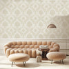 Cream Wallpaper With Dark Patterns Wallpaper, Textured Wallpaper,Natural Wallpaper, Modern & Minimalist Wall Covering,Modern Look Neutral Colors Glittering Wallcovering