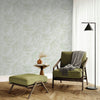 Green Embossed Wallpaper with Floral Patterns Wallpaper, Textured Wallpaper,Natural Wallpaper, Modern & Minimalist Wall Covering,Modern Look Neutral Colors Glittering Wallcovering