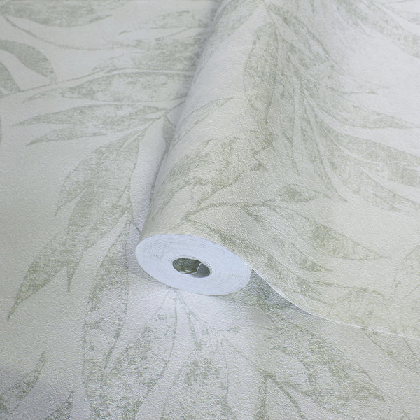 Green Embossed Wallpaper with Floral Patterns Wallpaper, Textured Wallpaper,Natural Wallpaper, Modern & Minimalist Wall Covering,Modern Look Neutral Colors Glittering Wallcovering