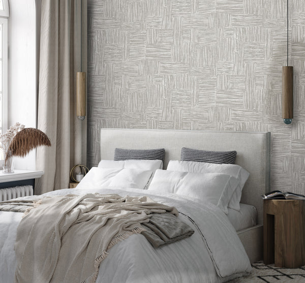 Gray Muse Brush Stroke Textured Wallpaper, Modern Minimalist Wall Covering, Neutral Shimmer Wall Decor