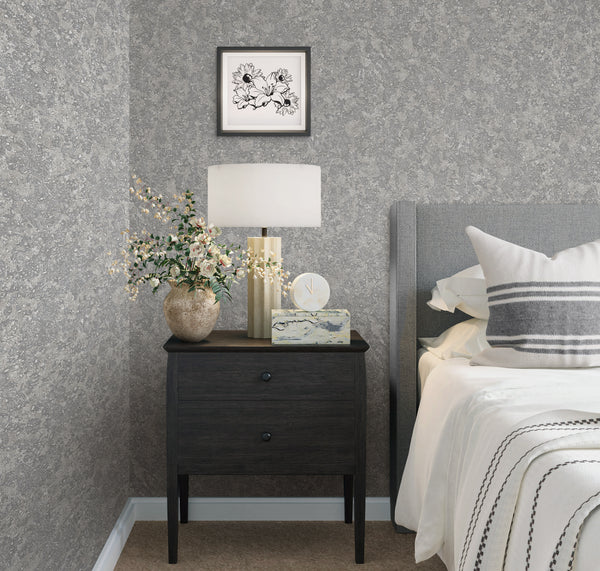 Gray Muse Plaster Texture Wallpaper, Natural Wallpaper, Modern & Minimalist Wall Covering, Modern Look Neutral Colors Glittering Wallcovering