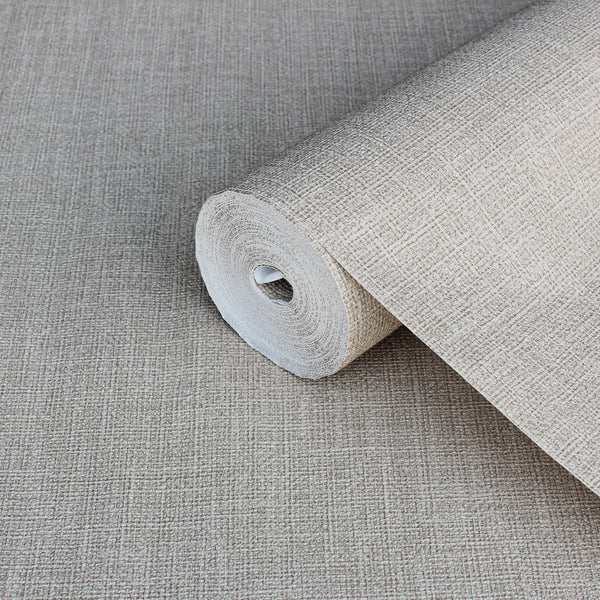 Gray Muse Linen Texture Wallpaper, Natural Wallpaper, Modern & Minimalist Wall Covering, Modern Look Neutral Colors Glittering Wallcovering