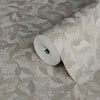 Greige Leaf Pattern Wallpaper, Natural Wallpaper, Modern & Minimalist Wall Covering, Modern Look Neutral Colors Glittering Wallcovering