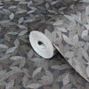 Dark Gray Leaf Pattern Wallpaper, Natural Wallpaper, Modern & Minimalist Wall Covering, Modern Look Neutral Colors Glittering Wallcovering