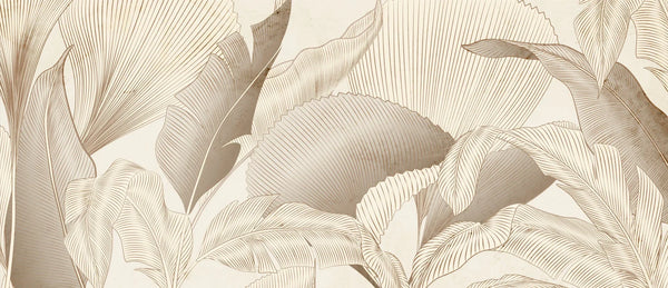 Abstract Botanical Wallpaper, Brown and Beige Wall Mural, Oversized Custom Size Wall Art, Non-Woven, Non-Adhesive, Modern Wall Paper, Removable