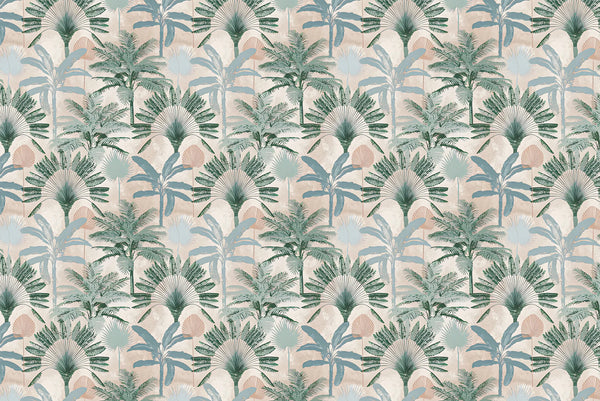 Palm Trees Wallpaper, Seamless Pattern Mural, Oversized Custom Size Wall Art, Non-Woven, Non-Adhesive, Modern Wall Paper, Removable