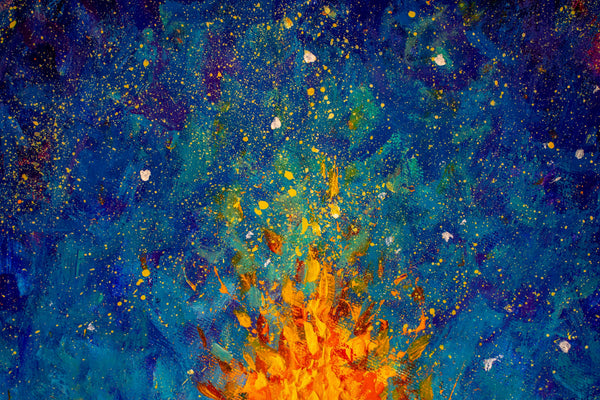 Flames of a Bonfire Wallpaper, Oil Painting Mural, Oversized Custom Size Wall Art, Non-Woven, Non-Adhesive, Modern Wall Paper, Removable