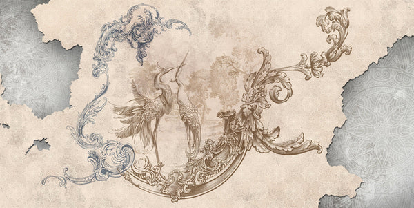 Baroque Wallpaper, Classic Style Mural, Oversized Custom Size Wall Art, Non-Woven, Non-Adhesive, Modern Wall Paper, Removable