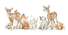 Watercolor Animals Wallpaper, White Background Mural, Oversized Custom Size Wall Art, Non-Woven, Non-Adhesive, Modern Wall Paper, Removable