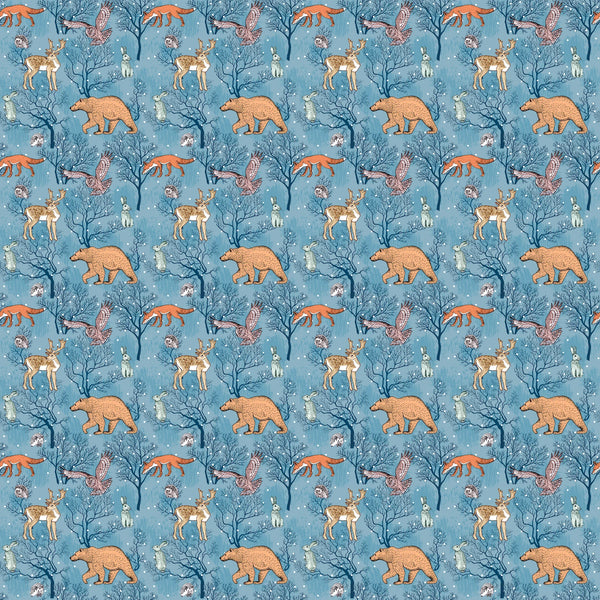 Forest Animals Wallpaper, Winter Seamless Pattern Mural, Oversized Custom Size Wall Art, Non-Woven, Non-Adhesive, Modern Wall Paper, Removable