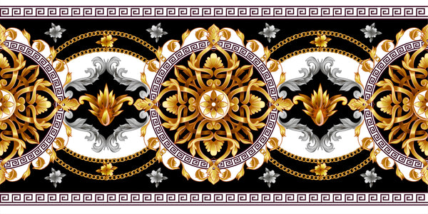 Golden Baroque Wallpaper, Black Background Mural, Oversized Custom Size Wall Art, Non-Woven, Non-Adhesive, Modern Wall Paper, Removable
