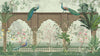 Traditional Mughal Garden Wallpaper, Peacock, Brown Arch Mural, Oversized Custom Size Wall Art, Non-Woven, Non-Adhesive, Modern Wall Paper, Removable