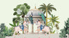 Traditional Mughal Garden Wallpaper, Peacock, Horses Mural, Oversized Custom Size Wall Art, Non-Woven, Non-Adhesive, Modern Wall Paper, Removable