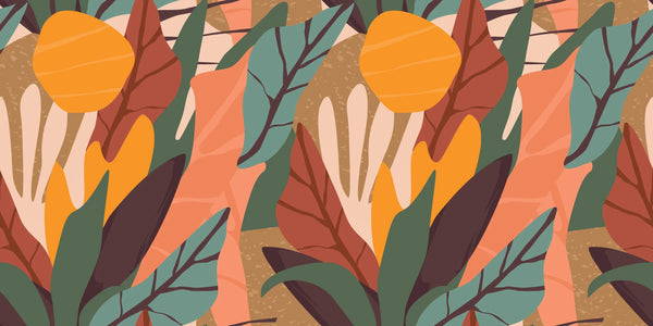 Colorful Leaves Wallpaper, Seamless Pattern Mural, Oversized Custom Size Wall Art, Non-Woven, Non-Adhesive, Modern Wall Paper, Removable