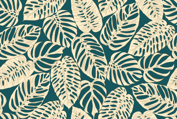 Beige Leaves Wallpaper, Seamless Pattern Mural, Oversized Custom Size Wall Art, Non-Woven, Non-Adhesive, Modern Wall Paper, Removable
