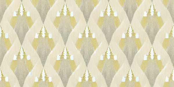 Ethnic Ikat Wallpaper, Yellow Boho Mural, Oversized Custom Size Wall Art, Non-Woven, Non-Adhesive, Modern Wall Paper, Removable