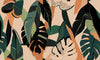 Modern Exotic Wallpaper, Jungle Plants Mural, Oversized Custom Size Wall Art, Non-Woven, Non-Adhesive, Modern Wall Paper, Removable