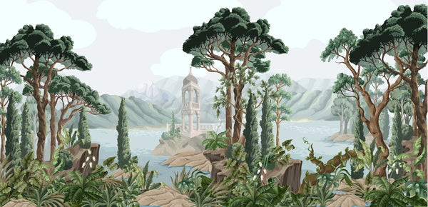 Landscape Wallpaper, Alcove Mural, Oversized Custom Size Wall Art, Non-Woven, Non-Adhesive, Modern Wall Paper, Removable