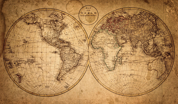 Old Geographical World Map Wallpaper, History Mural, Oversized Custom Size Wall Art, Non-Woven, Non-Adhesive, Modern Wall Paper, Removable
