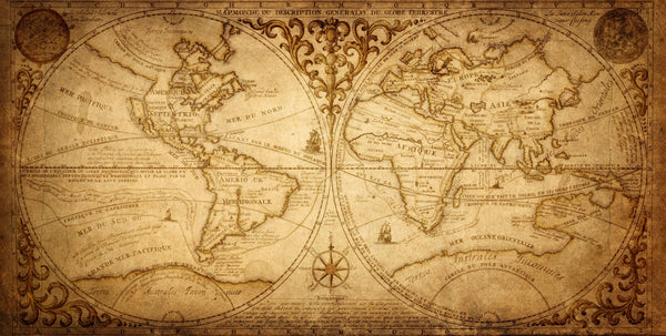 Old Geographical World Map Wallpaper, History, Voyage Mural, Oversized Custom Size Wall Art, Non-Woven, Non-Adhesive, Modern Wall Paper, Removable