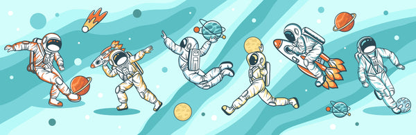 Sport Activities Wallpaper, Astronauts Mural, Oversized Custom Size Wall Art, Non-Woven, Non-Adhesive, Modern Wall Paper, Removable