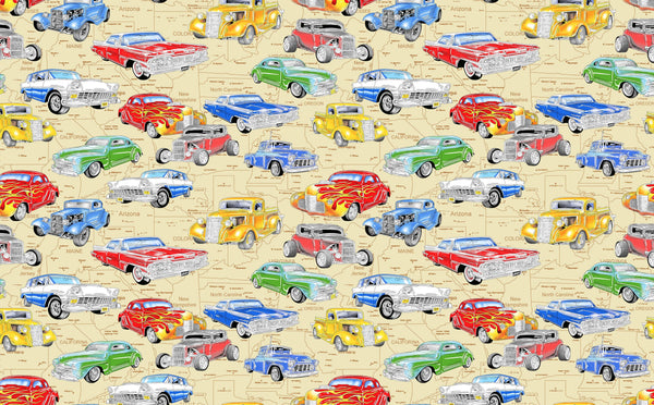 Kids Cars Wallpaper, Seamless Pattern Mural, Oversized Custom Size Wall Art, Non-Woven, Non-Adhesive, Modern Wall Paper, Removable
