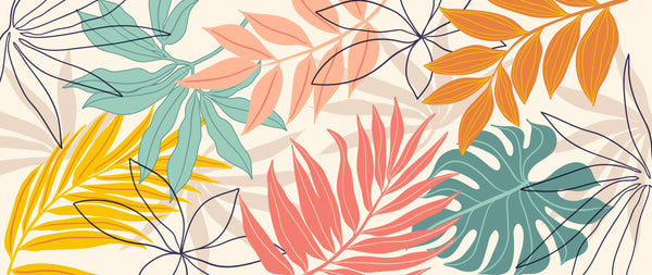 Abstract Art Wallpaper, Botanical Mural, Oversized Custom Size Wall Art, Non-Woven, Non-Adhesive, Modern Wall Paper, Removable