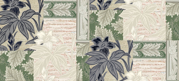 Floral Wallpaper, Patchwork Mural, Oversized Custom Size Wall Art, Non-Woven, Non-Adhesive, Modern Wall Paper, Removable