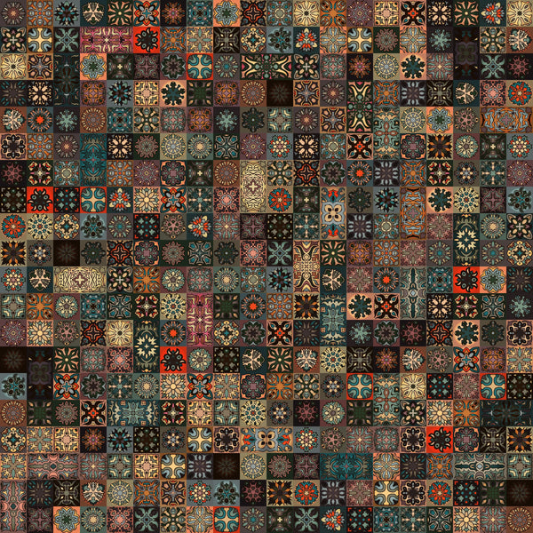 Colorful Vintage Mandala Wallpaper, Seamless Pattern Mural, Oversized Custom Size Wall Art, Non-Woven, Non-Adhesive, Modern Wall Paper, Removable