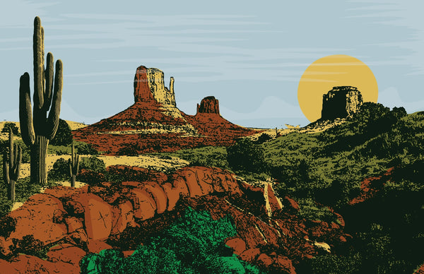 Wild West Wallpaper, Desert Landscape Mural, Oversized Custom Size Wall Art, Non-Woven, Non-Adhesive, Modern Wall Paper, Removable
