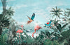 Tropical Wallpaper, Birds Mural, Oversized Custom Size Wall Art, Non-Woven, Non-Adhesive, Modern Wall Paper, Removable