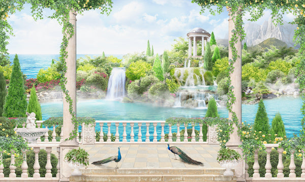 Realistic Waterfall Wallpaper, Architecture Mural, Oversized Custom Size Wall Art, Non-Woven, Non-Adhesive, Modern Wall Paper, Removable