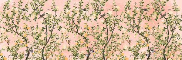 Garden of Peonies Wallpaper, Birds, Floral Mural, Oversized Custom Size Wall Art, Non-Woven, Non-Adhesive, Modern Wall Paper, Removable