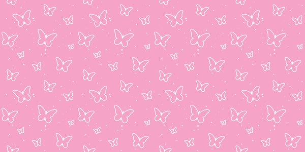 Butterflies, Pink Background Wallpaper, Seamless Pattern Mural, Oversized Custom Size Wall Art, Non-Woven, Non-Adhesive, Modern Wall Paper, Removable