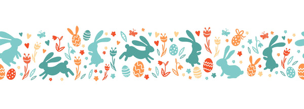 Easter Bunnies Wallpaper, Seamless Pattern Mural, Oversized Custom Size Wall Art, Non-Woven, Non-Adhesive, Modern Wall Paper, Removable