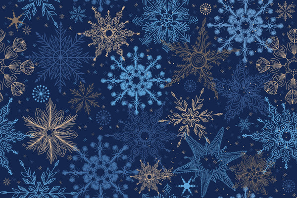 Snowflakes Wallpaper, Seamless Pattern Mural, Oversized Custom Size Wall Art, Non-Woven, Non-Adhesive, Modern Wall Paper, Removable